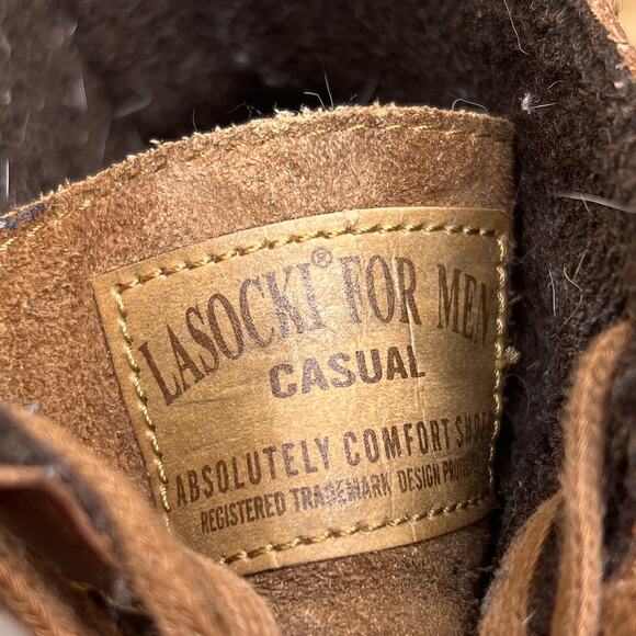 Lasoki Casual Brown Tan Leather Suede Chukka Boots Lace Up Ankle Mens 42 Y2K - Picture 9 of 12